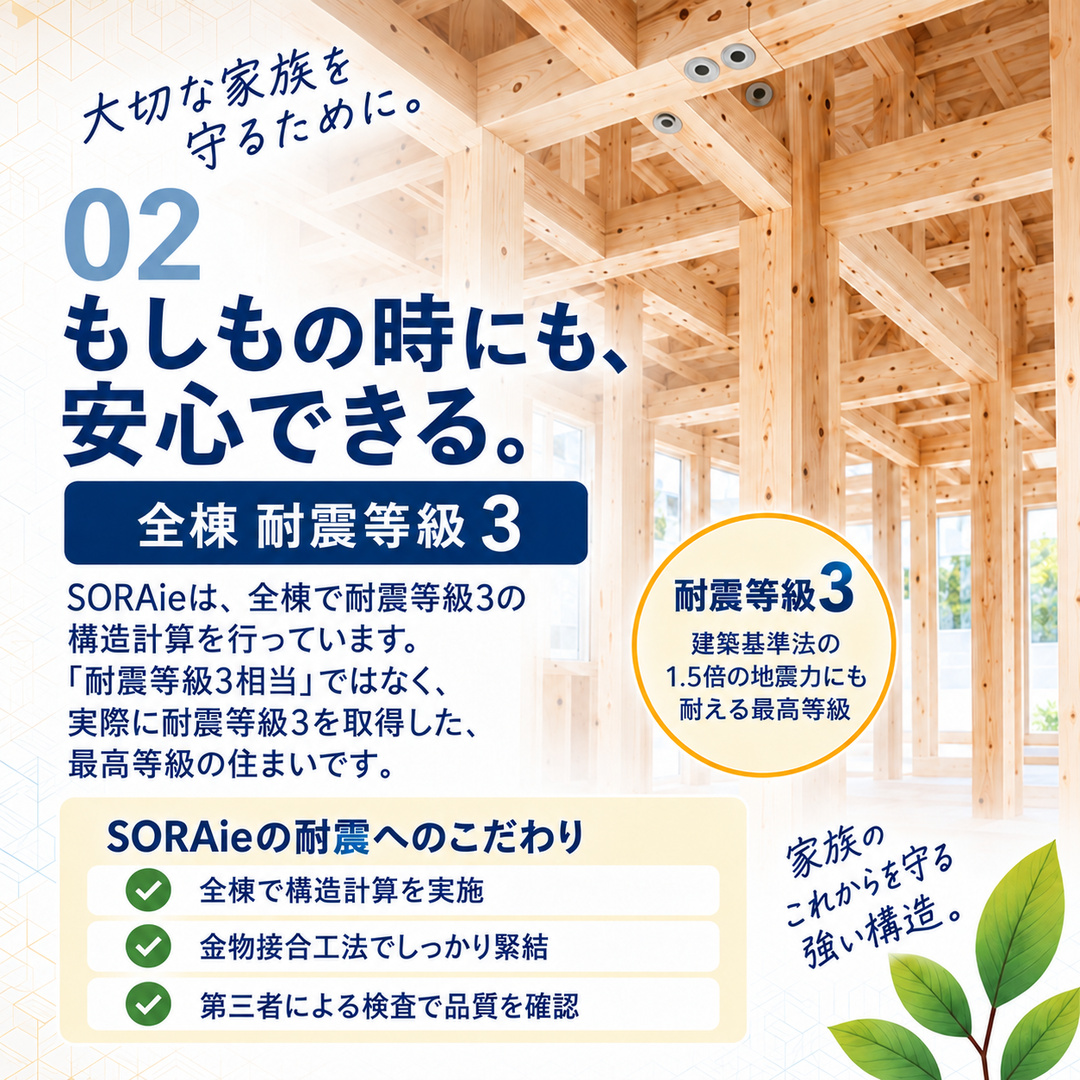 SORAieの耐震等級３と構造・施工品質への取り組み