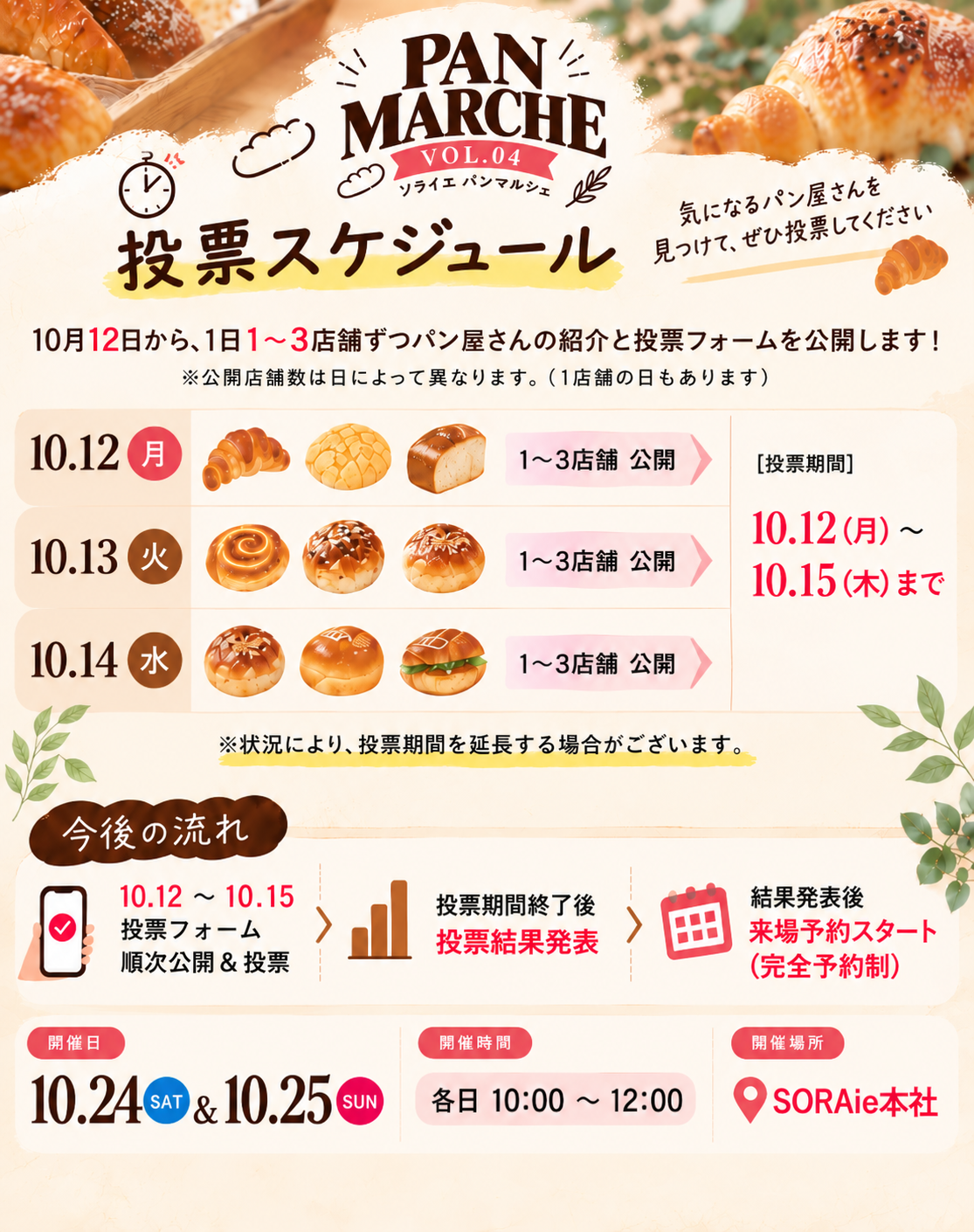 パンマルシェの投票期間と店舗紹介、結果発表までのスケジュール